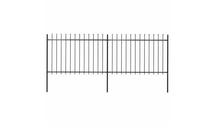 Walplus Steel Garden Fence with Spear Top - Black - 359 x 3.4 x 170 cm
