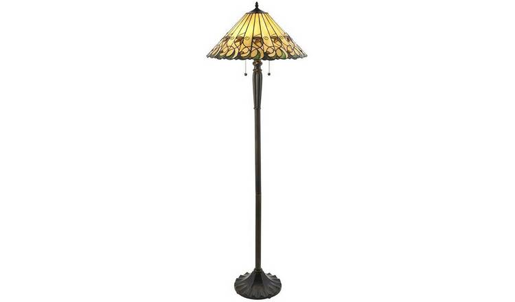 Loops Direct Glass and Polyester Resin Floor Lamp - Dark Bronze and Amber