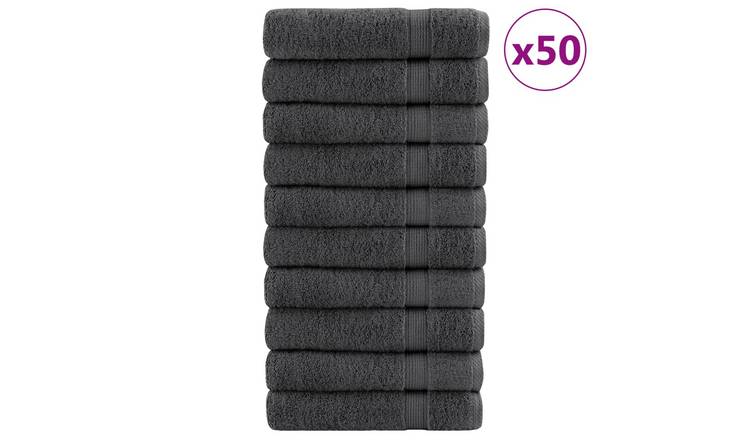 Walplus Pack of 50 Cotton Hand Towels - Anthracite - 50 x 100 cm