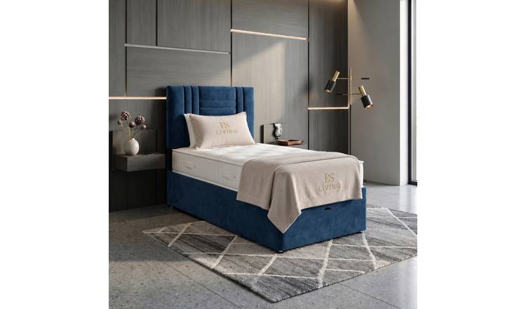 DS Living Orion Single Upholstered Ottoman Bed Frame - Blue