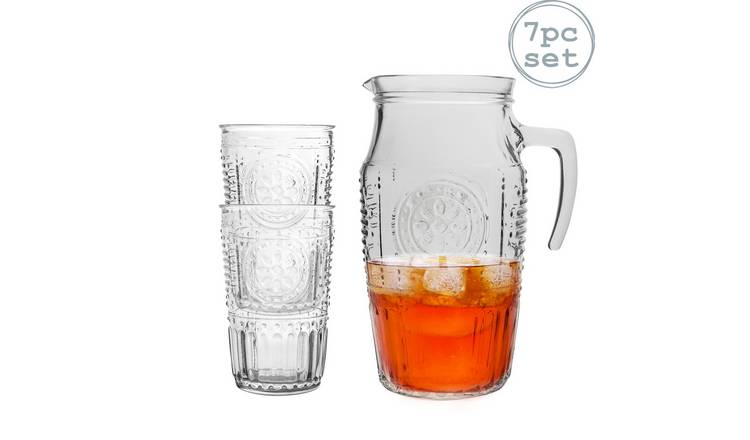 Bormioli Rocco 7 Piece Romantic Glass Water Jug & Glasses Set