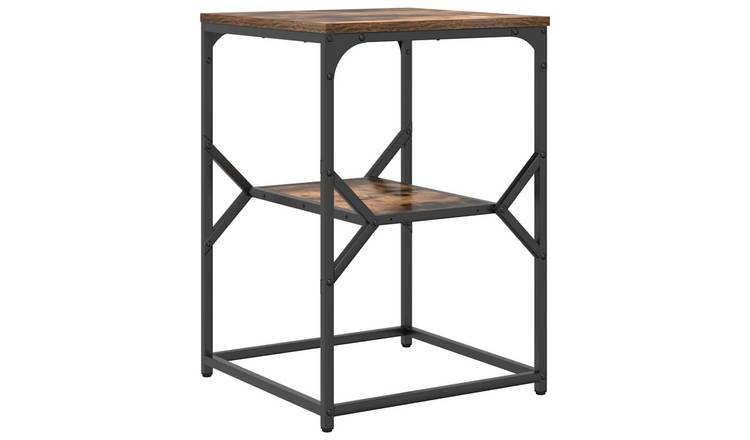 Walplus Engineered Wood and Steel Side Table - Smoked Oak - 41 x 40 x 60 cm