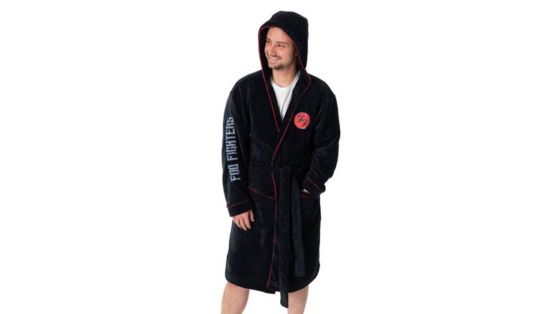 Foo Fighters Logo Adult Large Mens Hooded Bathrobe - Black