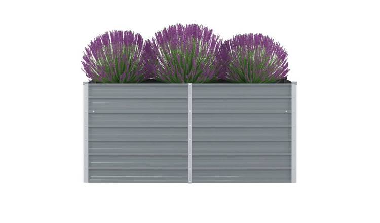 Walplus Galvanised Steel Raised Garden Bed - Grey - 160 x 80 x 77 cm