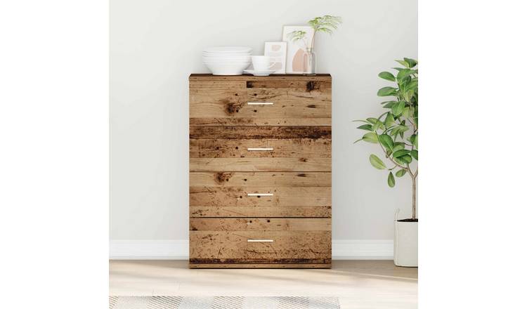 Walplus Engineered Wood Sideboard - Dark Wood - 60 x 39 x 80 cm