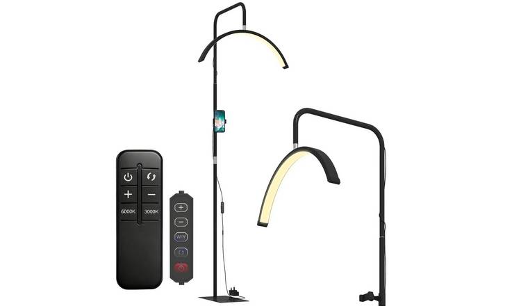 HOMCOM Half Moon Floor Lamp 7-Colour Dimmable - Black