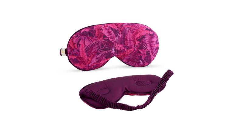 SMUG Cloud Padded Satin Sleep Mask - Pink Fern Print