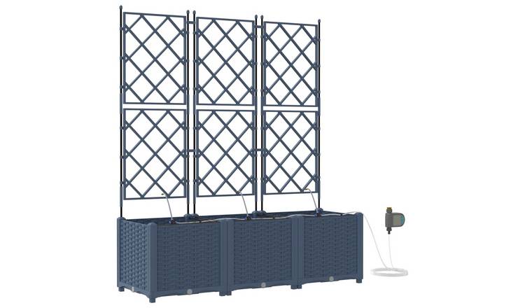 Walplus Pack of 3 Plastic Garden Planter - Grey - 120 x 40 x 142 cm