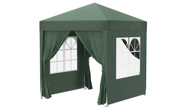 Outsunny Water Resistant Pop Up Gazebo with Sidewalls – Green
