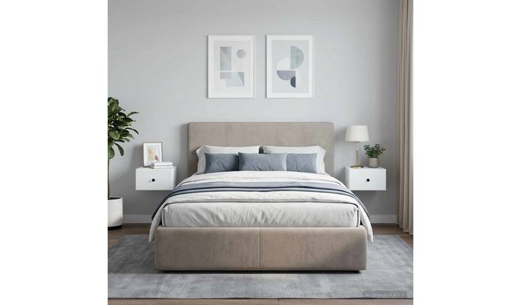 Walplus Pack of 2 Wall Mounted Bedside Unit - White - 34.5 x 33 x 20 cm
