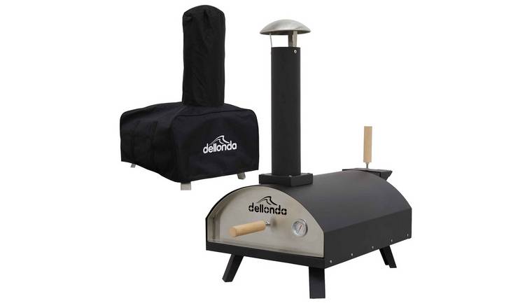 Dellonda Portable Wood-Fired Pizza Oven with Peel & Cover/Carry Bag - Black