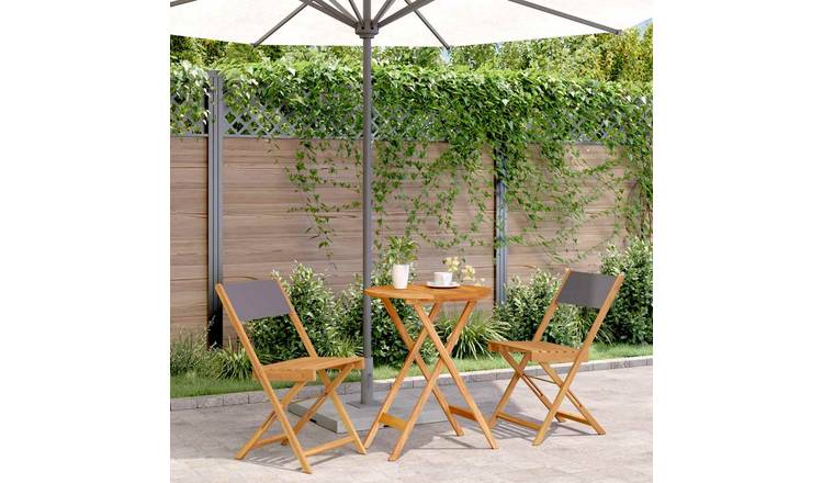 Walplus 3 Piece Solid Acacia Wood Folding Bistro Set - Anthracite - 60 x 75 cm