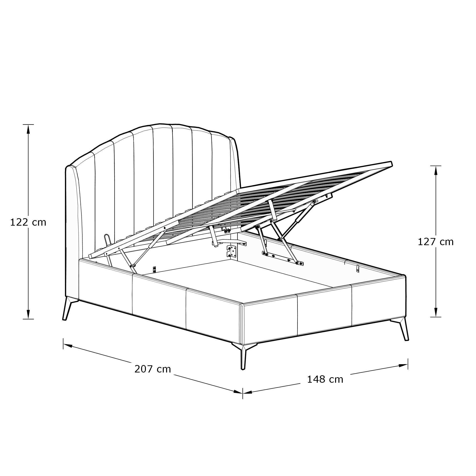 GFW Pettine Double Velvet End Lift Ottoman Bed - Natural - Image 9
