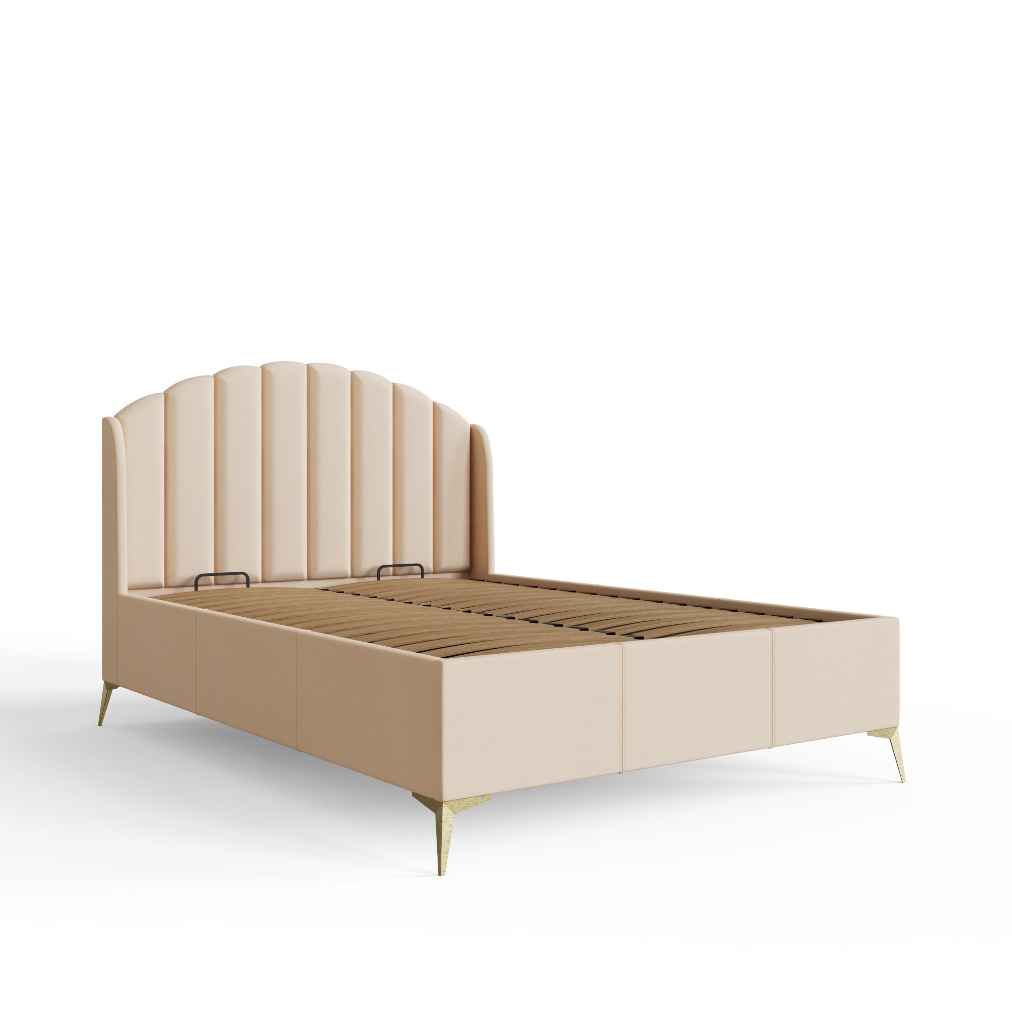 GFW Pettine Double Velvet End Lift Ottoman Bed - Natural - Image 3
