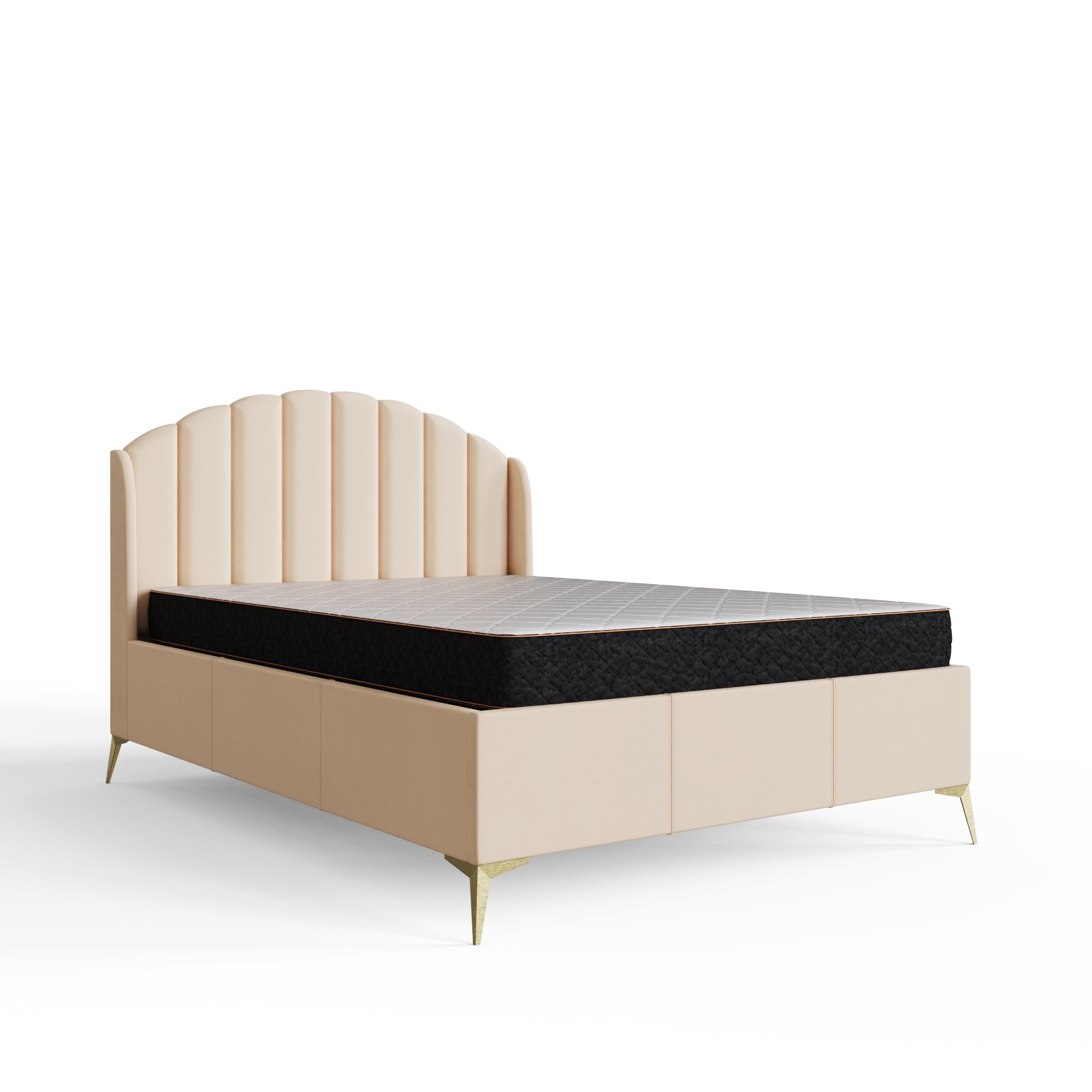 GFW Pettine Double Velvet End Lift Ottoman Bed - Natural - Image 4