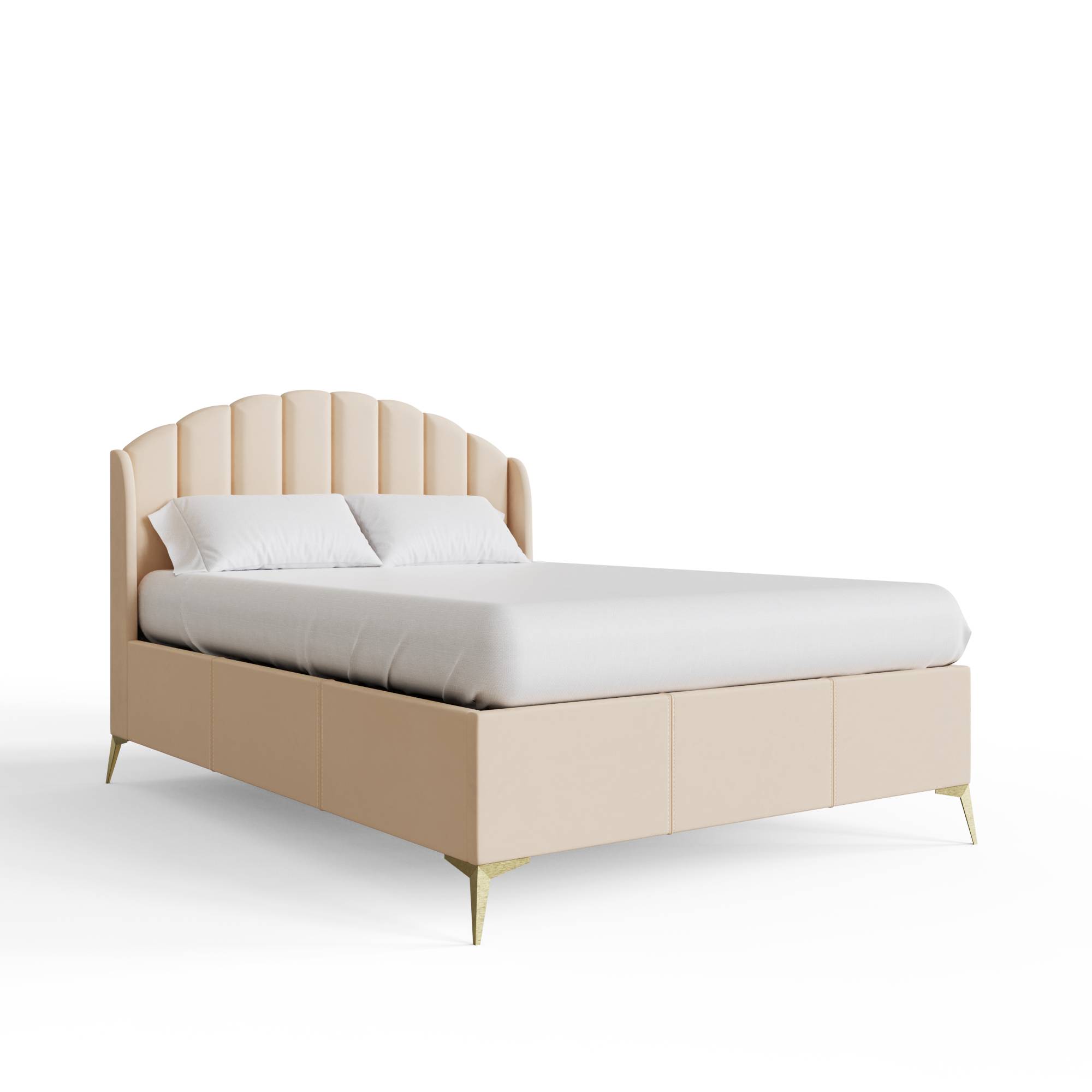 GFW Pettine Double Velvet End Lift Ottoman Bed - Natural - Image 5