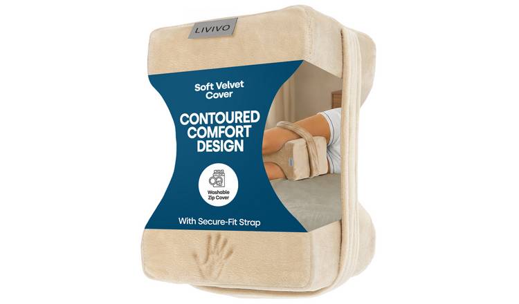 LIVIVO Ergonomic Fleece Knee Support Leg Pillow - Beige
