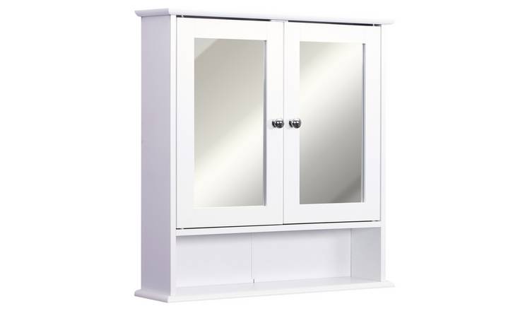 kleankin Wall-mounted Bathroom Cabinet Mirror Door Organiser - White