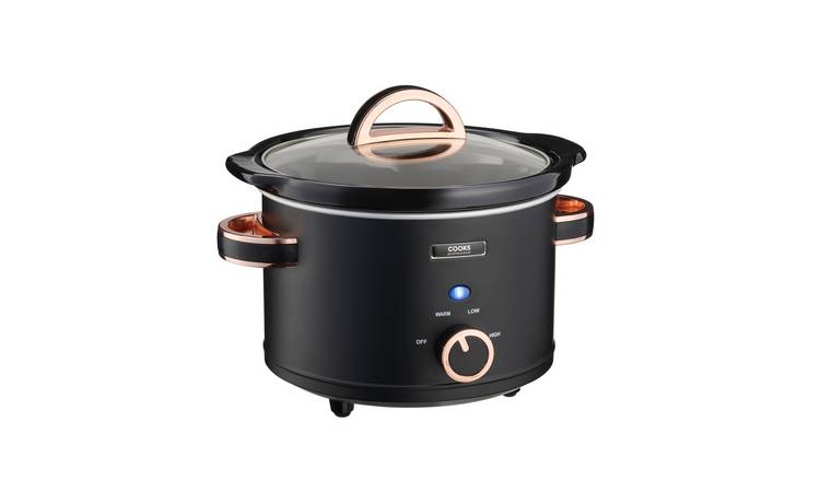 Cooks Professional 2.5L Slow Cooker with 3 Heat Settings - Black/Copper