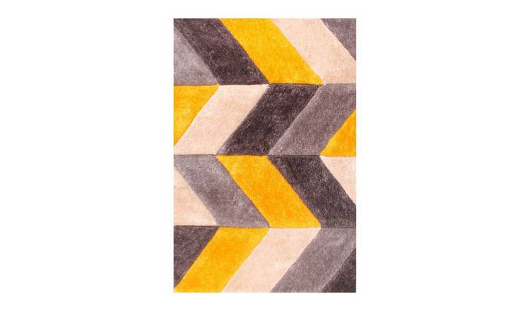 Mega Flooring Grey Shaggy Geometric Rug - 60 x 110cm