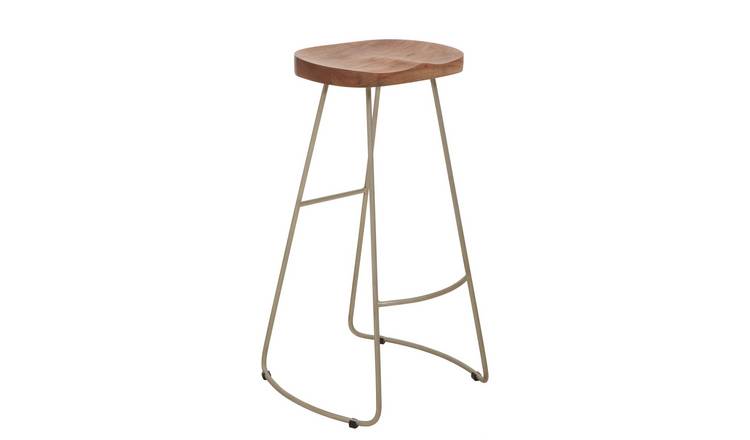Buy Orsina Nandri Acacia Wood Bar Stool – Natural & Antique Silver