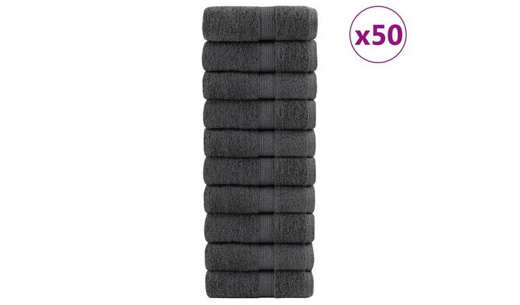 Walplus Pack of 50 Cotton Wash Towels - Anthracite - 30 x 30 cm