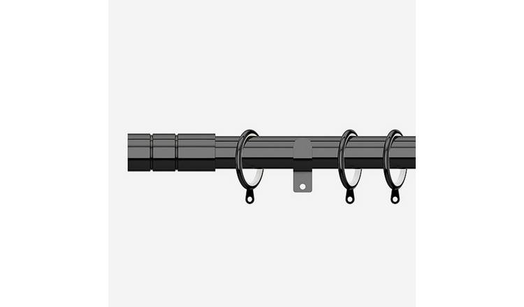 New Edge Blinds Black Nickel 28mm Barrel Fixed Metal Curtain Pole - 120cm