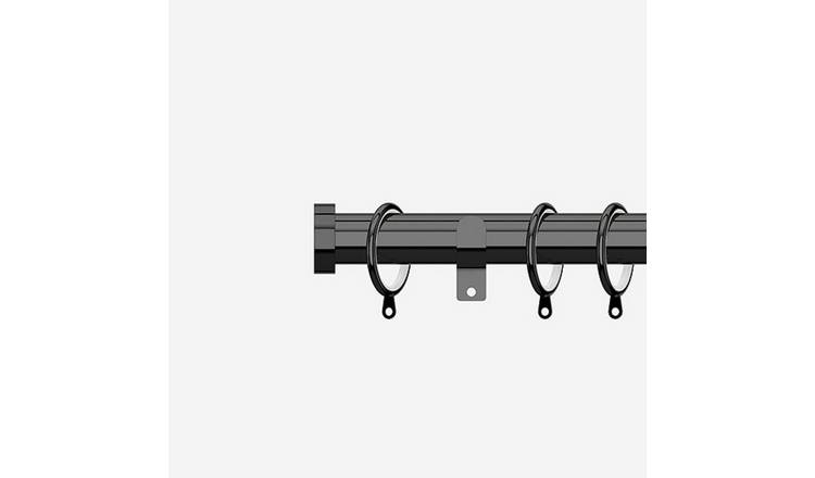 New Edge Blinds Black Nickel 28mm Stud Fixed Metal Curtain Pole - 170cm
