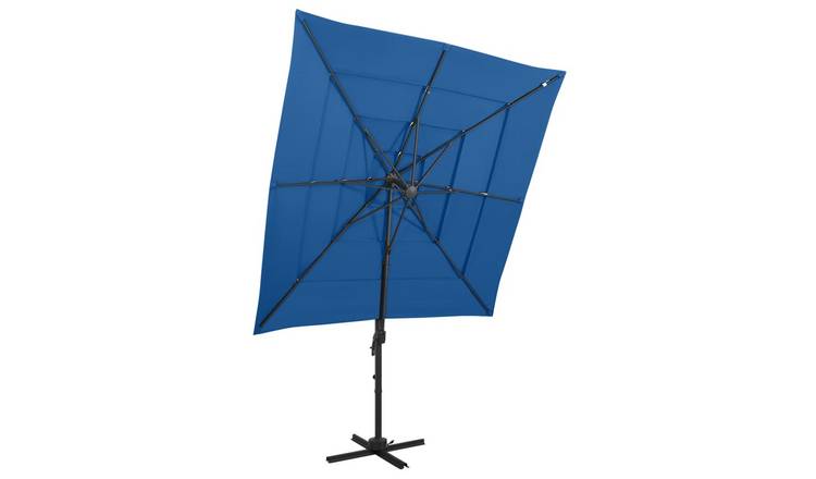 Walplus Polyester Garden Parasol - Azure Blue - 250 x 250 x 246 cm
