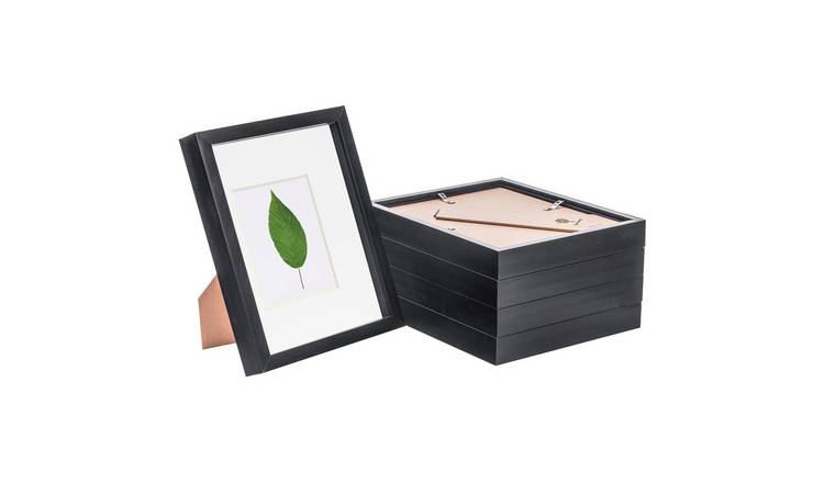Nicola Spring 8 x 10" 3D Box Photo Frames with 4 x 6" White Mount (5x) - Black