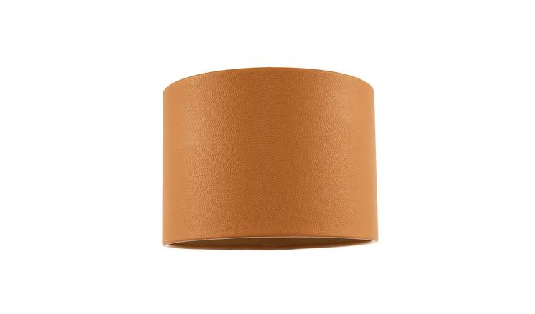 Happy Homewares Dark Mustard Faux Leather with Inner Cotton Lampshade - 25cm