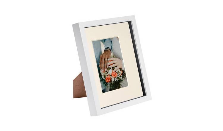 Nicola Spring 3D Box Photo Frame - 8 x 10" with Mount - White/Ivory