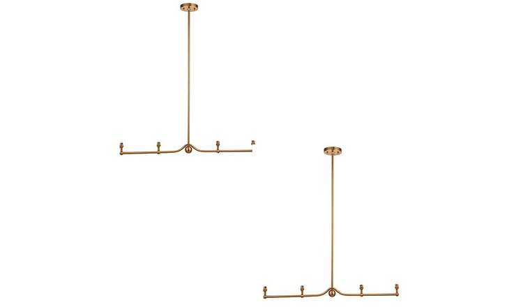 Loops Direct Set of 2 Steel 4-Light Pendant - Brushed Aged Brass