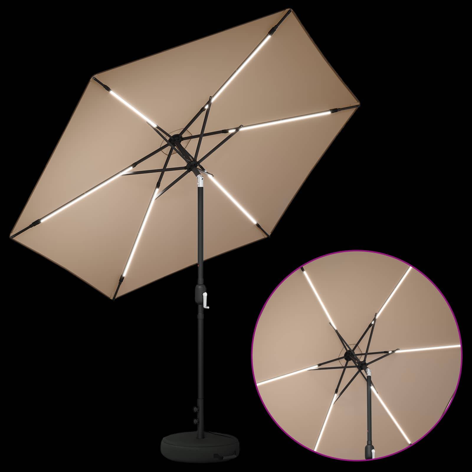 Walplus Polyester Garden Parasol - Taupe - 269 x 269 x 235 cm - Image 4