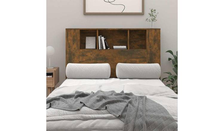 Walplus Engineered Wood Headboard Cabinet - Dark Oak - 120 x 18.5 x 102.5 cm