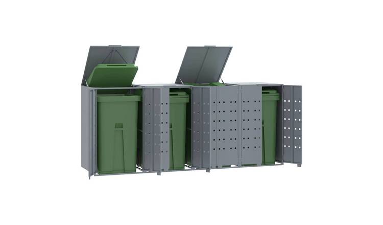 Walplus Steel Wheelie Bin Store - Grey - 276 x 79 x 117 cm