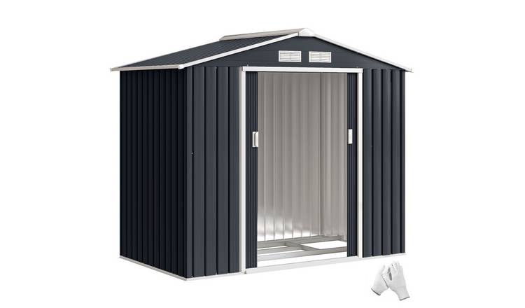Outsunny Metal Waterproof Garden Shed for Patio Lawn with Vents - Dark Grey