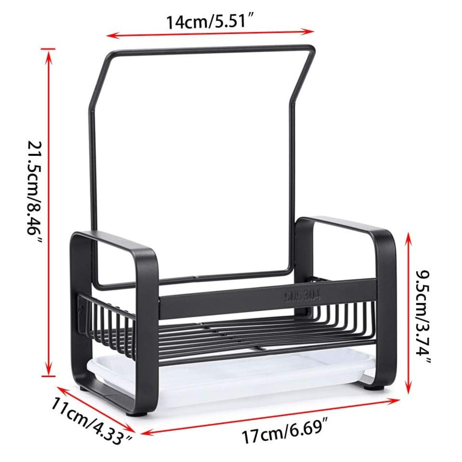 Top 3 Kitchen Sink Caddy Organiser with Drying Rack - Black - Image 3