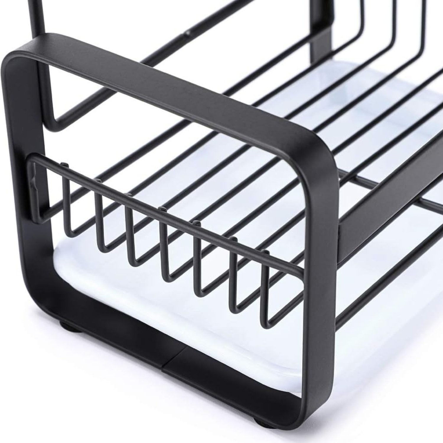 Top 3 Kitchen Sink Caddy Organiser with Drying Rack - Black - Image 5
