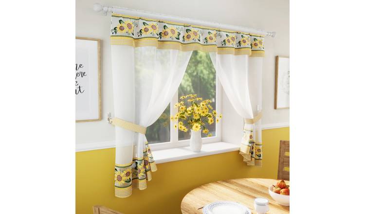 Tyrone Textiles Keswick Rod Pocket Curtain Window Set - 249 x 91cm - Yellow