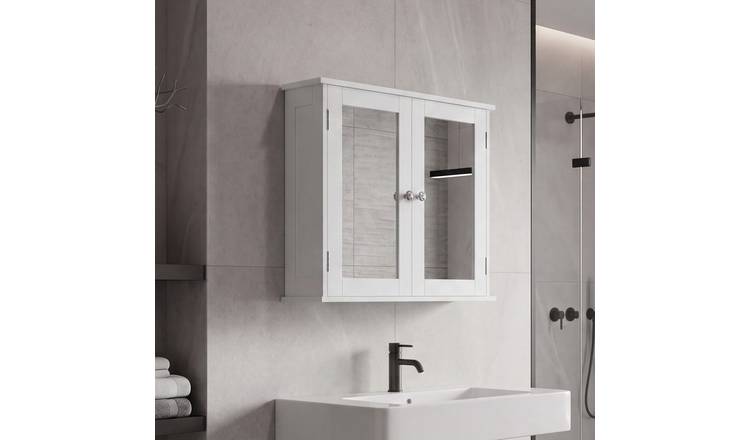 Bath Vida Hayle 2 Door Mirrored Wall Cabinet - White