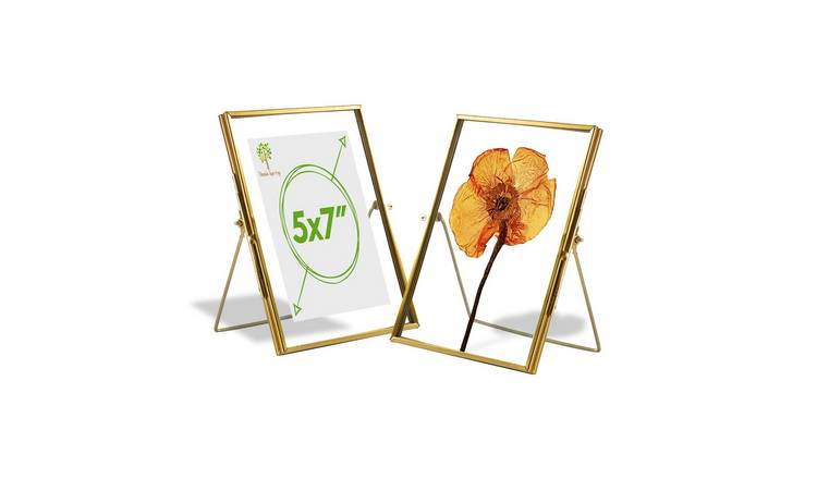 Nicola Spring Standing Metal Photo Frames - 5" x 7" - Set of 2 - Gold