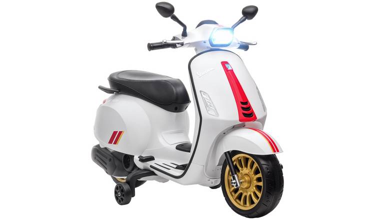 AIYAPLAY Vespa 12V 3 to 6 Years Music Electric Ride On Motorbike – White