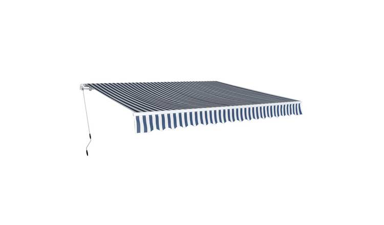 Walplus Polyester Awning - Blue and White - 400 x 300 cm