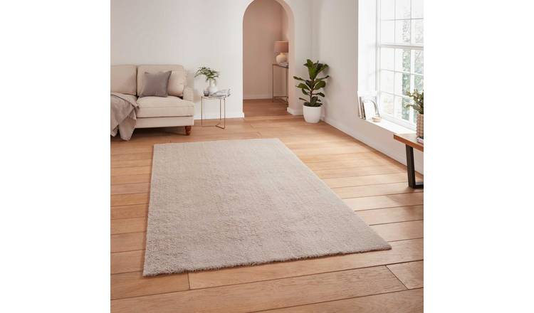 Mega Flooring Silver Shaggy Plain Rug - 60 x 115cm