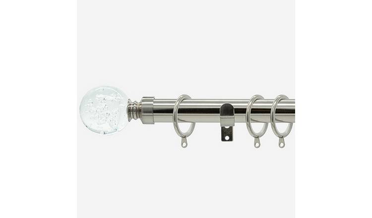 New Edge Blinds Stainless Steel 28mm Bubbles Fixed Metal Curtain Pole - 250cm