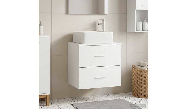 Walplus 2 Drawer Wall Mounted Sink Cabinet - Sonoma oak - 49.5 x 41 x 63 cm