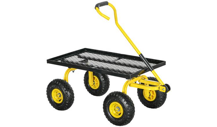 Outsunny Heavy Duty Garden Cart with Metal Frame - Yellow