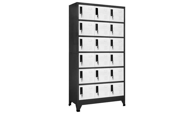 Walplus Steel 18 Door Locker Cabinet - Grey and White - 90 x 40 x 180 cm
