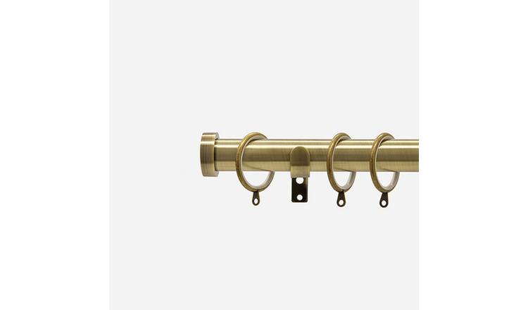 New Edge Blinds Antique Brass 28mm Stud Fixed Metal Curtain Pole - 240cm